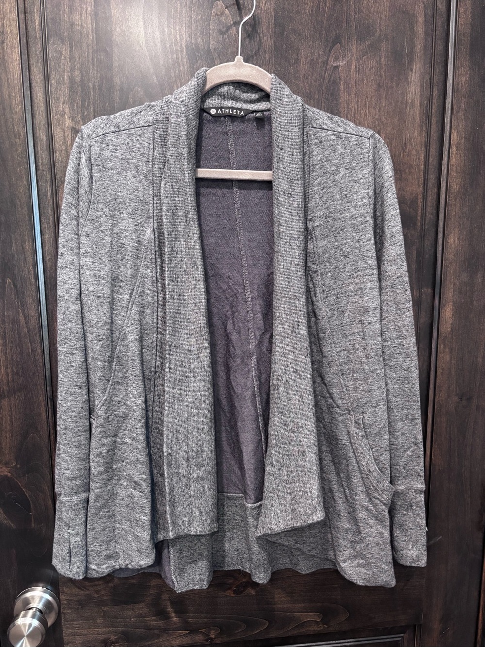 Athleta Gray Draped Open Cardigan